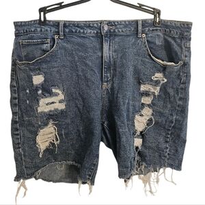 NOBO Mid Rise Blue Distressed Frayed Jean Shorts Sz 19